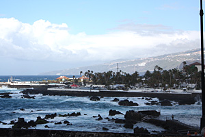 Ein Blick auf die Felsen an der Küste von Puerto de la Cruz
