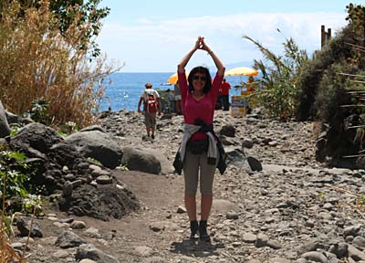 Wanderer am Ende der Masca Schlucht